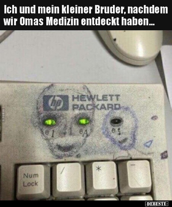 Ich und mein kleiner Bruder, nachdem wir Omas Medizin..