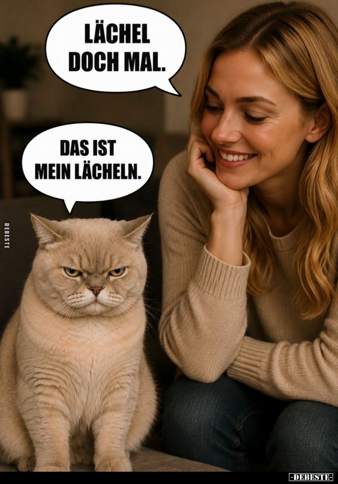 Lächel doch mal. -
Das ist mein Lächeln.