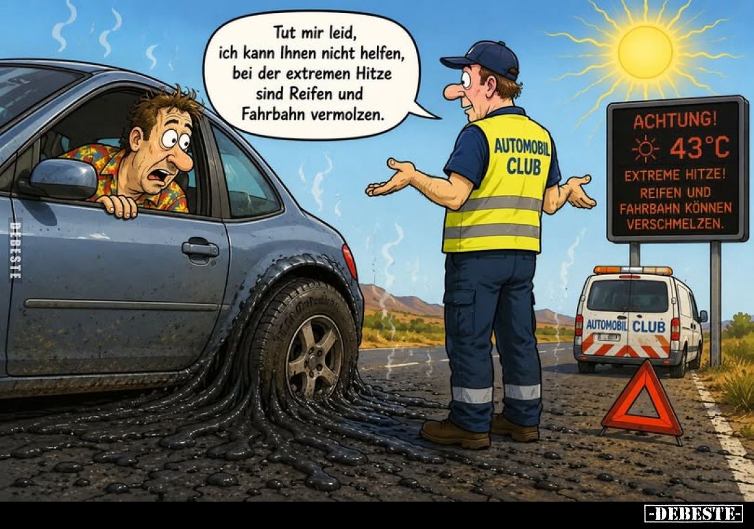 Tut mir leid, ich kann Ihnen nicht helfen, bei der extremen Hitze sind Reifen und Fahrbahn vermolzen.