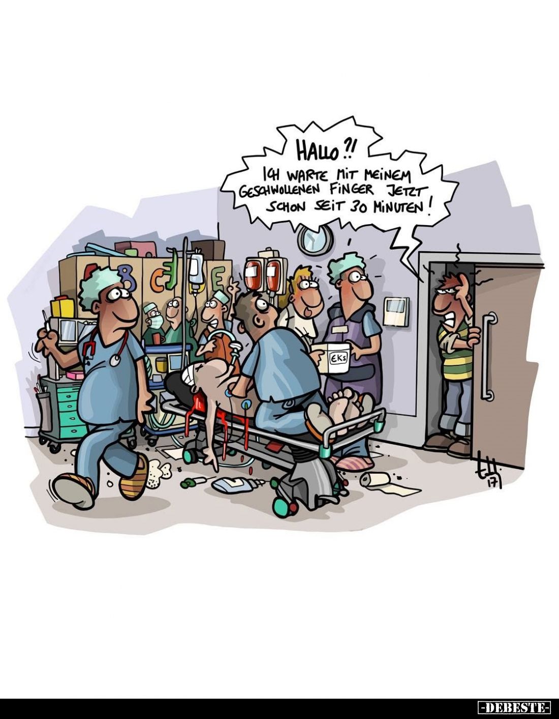 Hallo!!
Ich warte mit meinem geschwollenen Finger jetzt schon seit 30 Minuten!