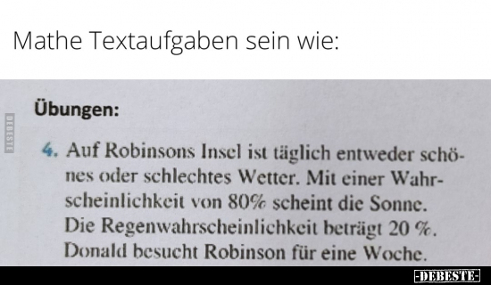 Mathe Textaufgaben sein wie: Übungen: 4. Auf Robinsons.. - Lustige Bilder | DEBESTE.de