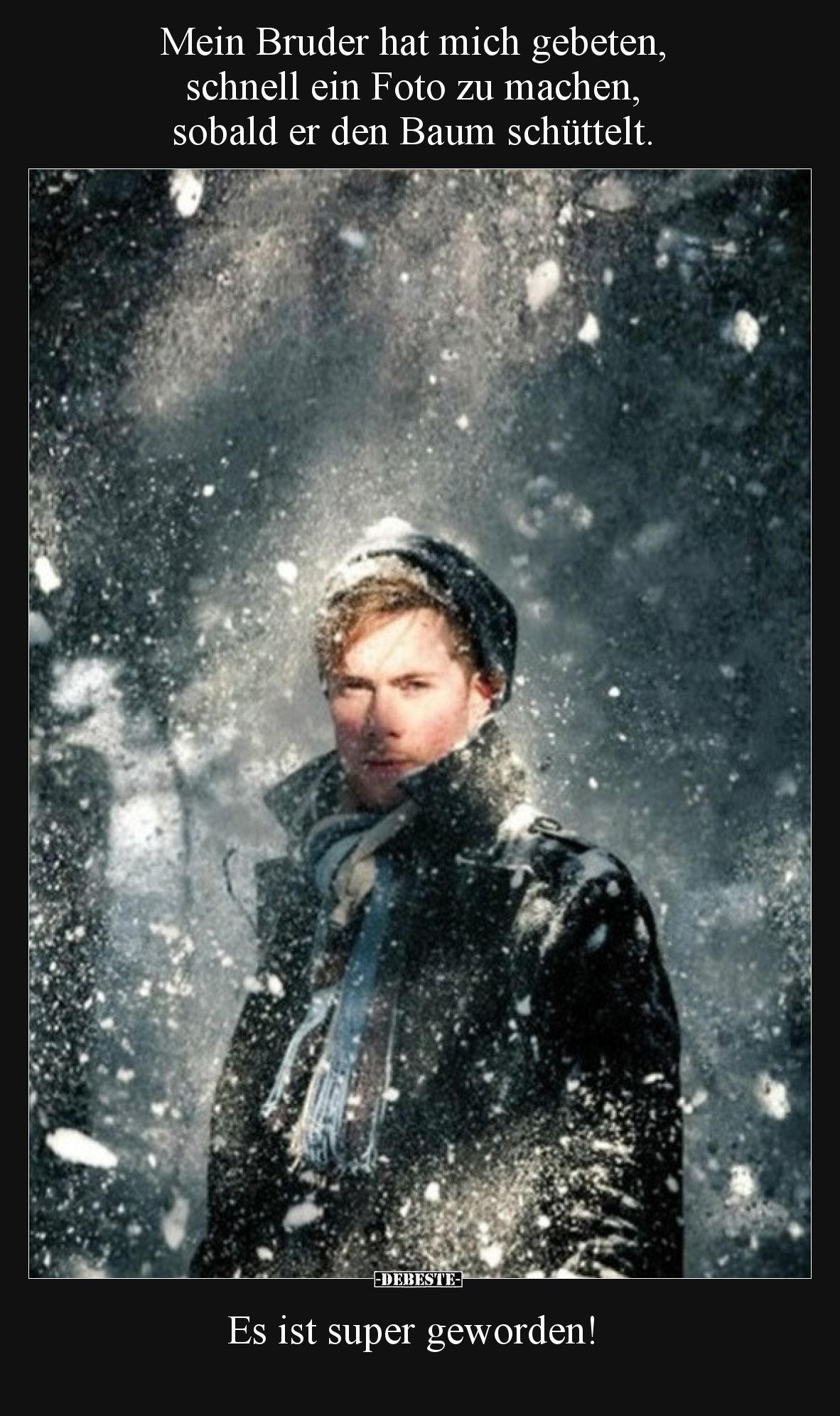 Mein Bruder hat mich gebeten, schnell ein Foto zu machen, sobald er den Baum schüttelt.  Es ist super geworden!