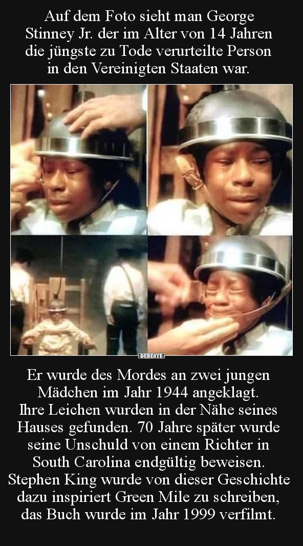 Auf dem Foto sieht man George Stinney Jr. der im Alter von..