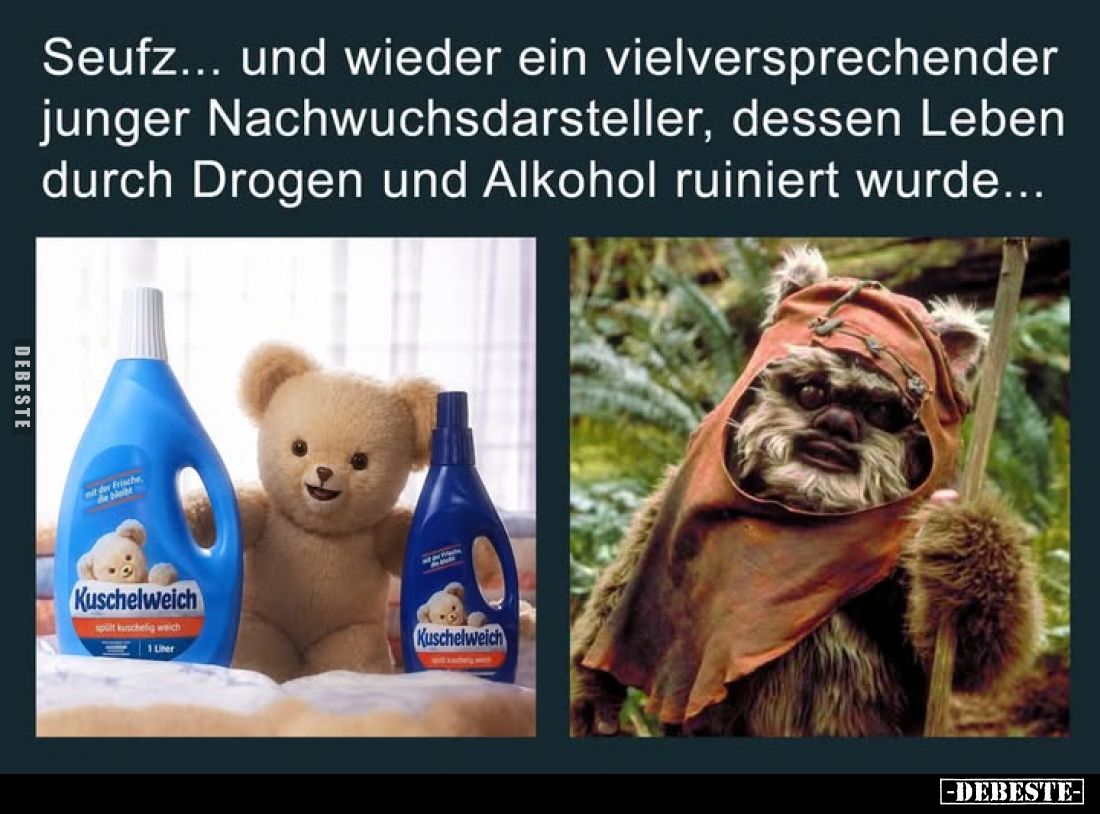 Seufz... und wieder ein vielversprechender junger Nachwuchsdarsteller, dessen Leben durch Drogen und Alkohol ruiniert wurde.....