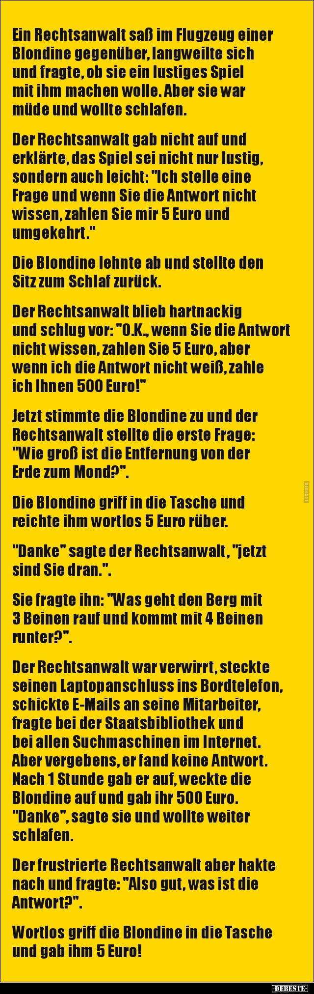 Ein Rechtsanwalt saß im Flugzeug einer Blondine gegenüber.. - Lustige Bilder | DEBESTE.de