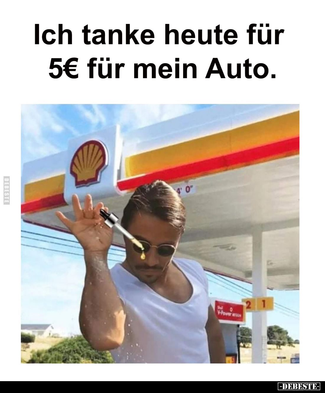 Ich tanke heute für 5€ für mein Auto.