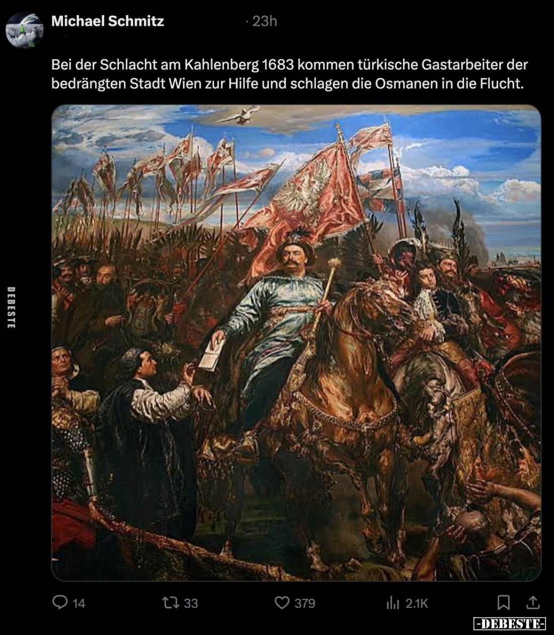 Bei der Schlacht am Kahlenberg 1683 kommen türkische Gastarbeiter der bedrängten Stadt Wien zur Hilfe und schlagen die Osmane...