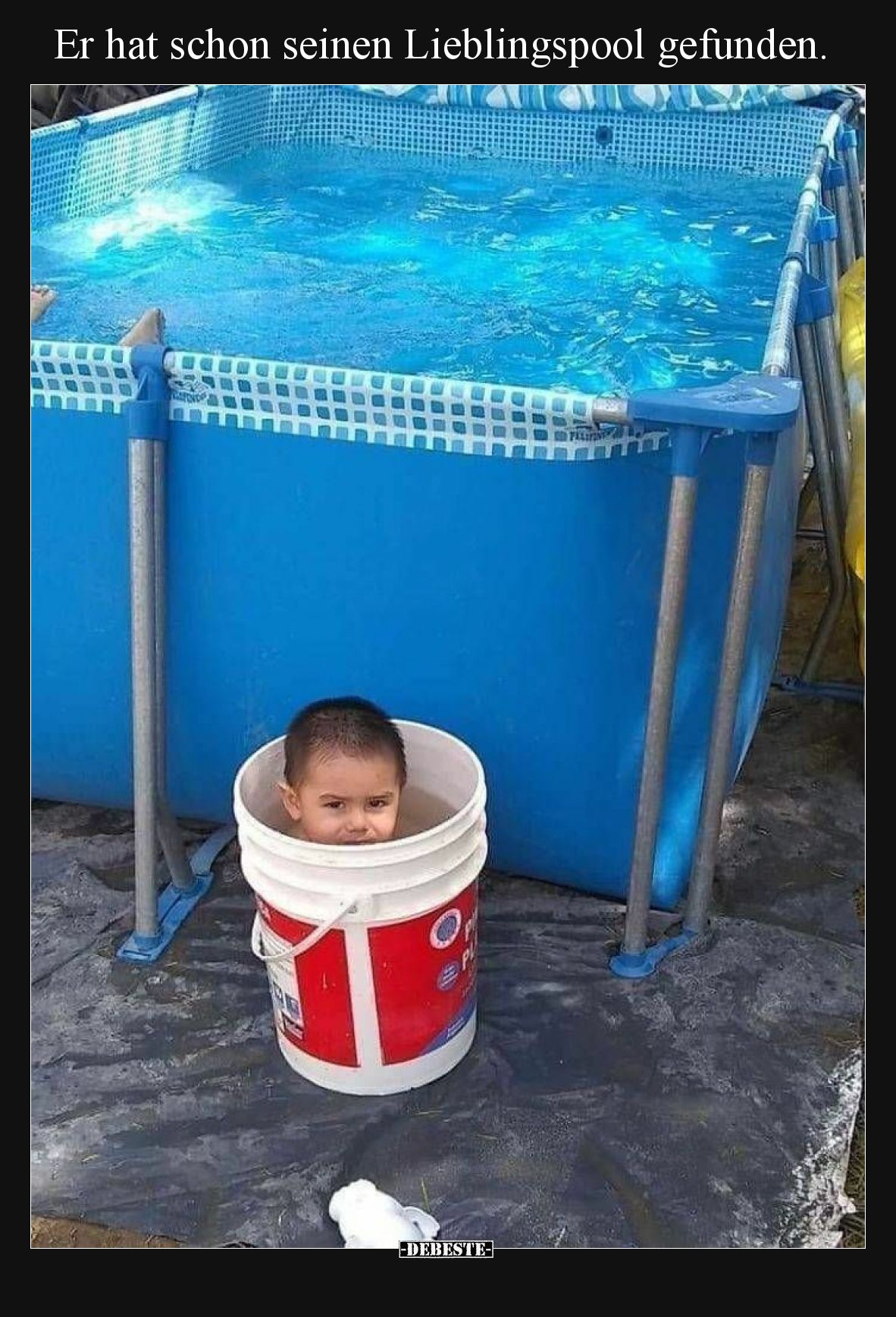 Er hat schon seinen Lieblingspool gefunden.
