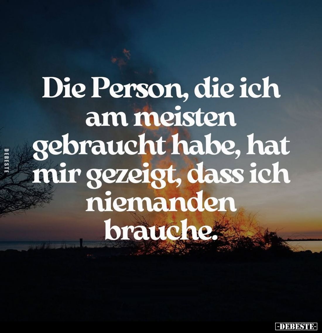 Die Person, die ich am meisten gebraucht habe, hat mir gezeigt, dass ich niemanden brauche.