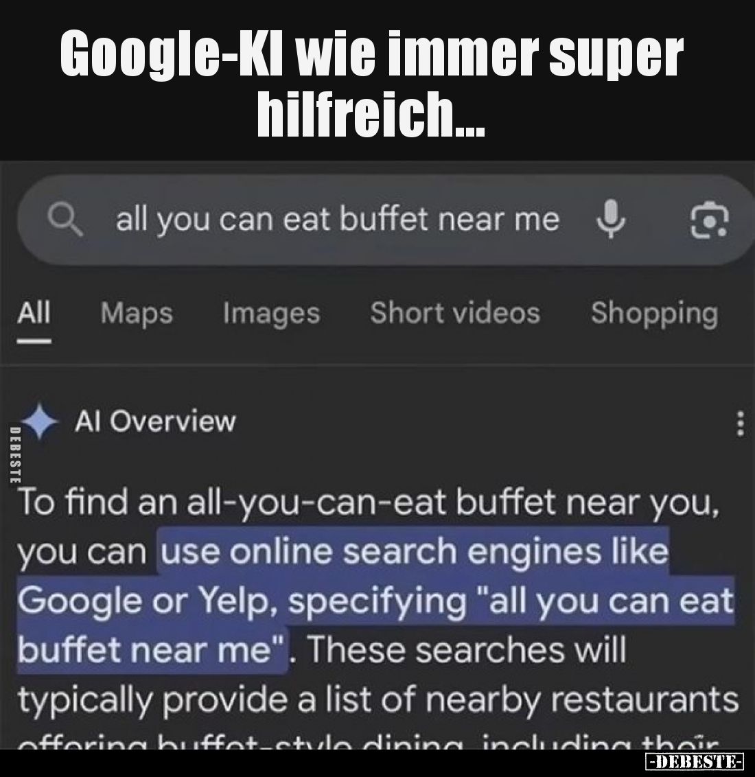 Google-KI wie immer super hilfreich