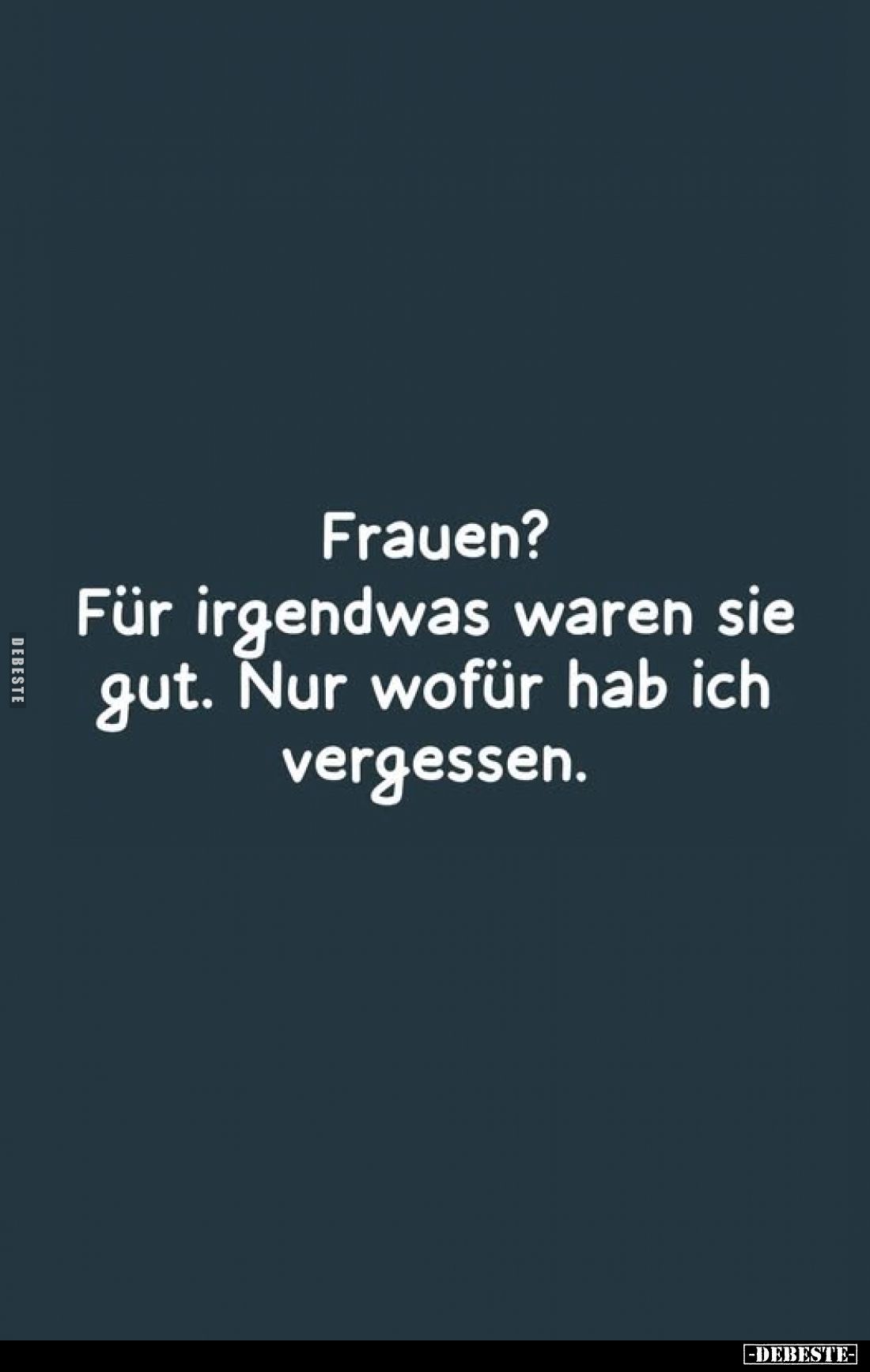 Frauen?
Für irgendwas waren sie gut. Nur wofür hab ich vergessen.