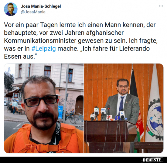 Vor ein paar Tagen lernte ich einen Mann kennen, der..