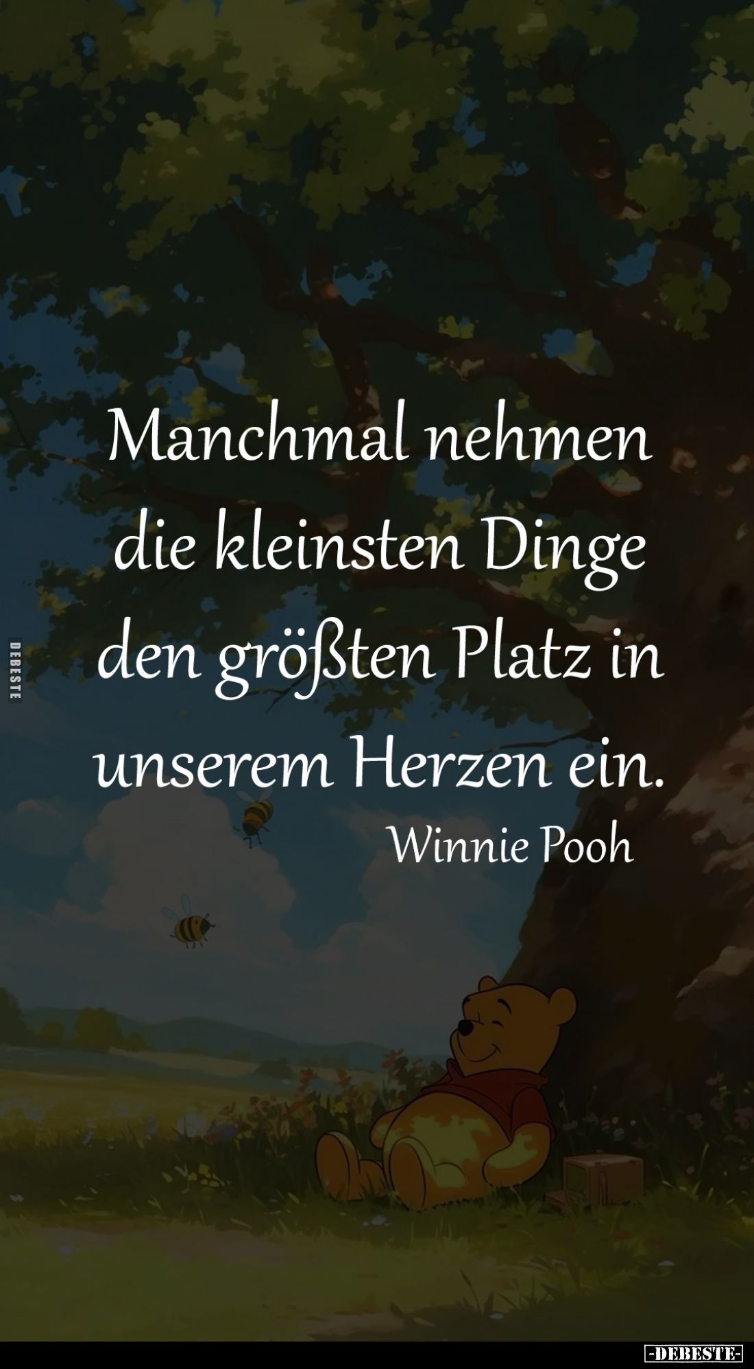 Manchmal nehmen
die kleinsten Dinge
den größten Platz in
unserem Herzen ein.
Winnie Pooh
