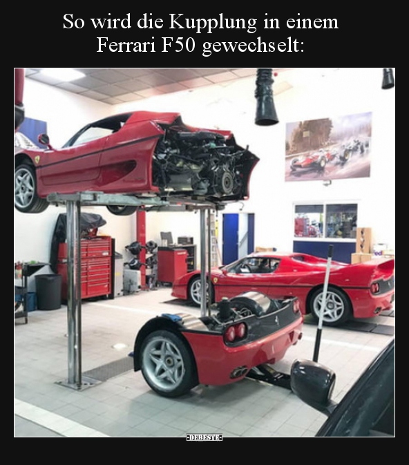 So wird die Kupplung in einem Ferrari F50 gewechselt..