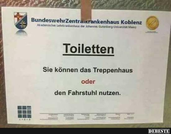 Toiletten.. Sie können das Treppenhaus oder den Fahrstuhl nutzen. - Lustige Bilder | DEBESTE.de