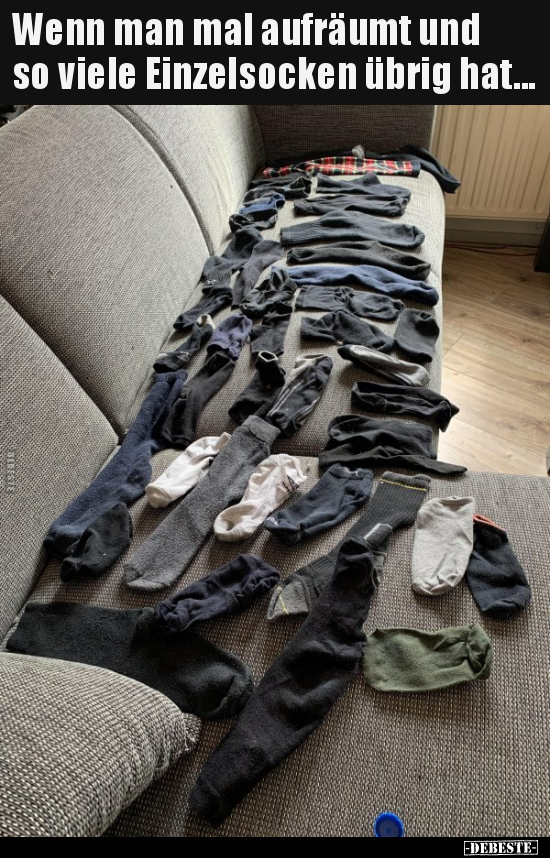 Wenn man mal aufräumt und so viele Einzelsocken übrig.. - Lustige Bilder | DEBESTE.de