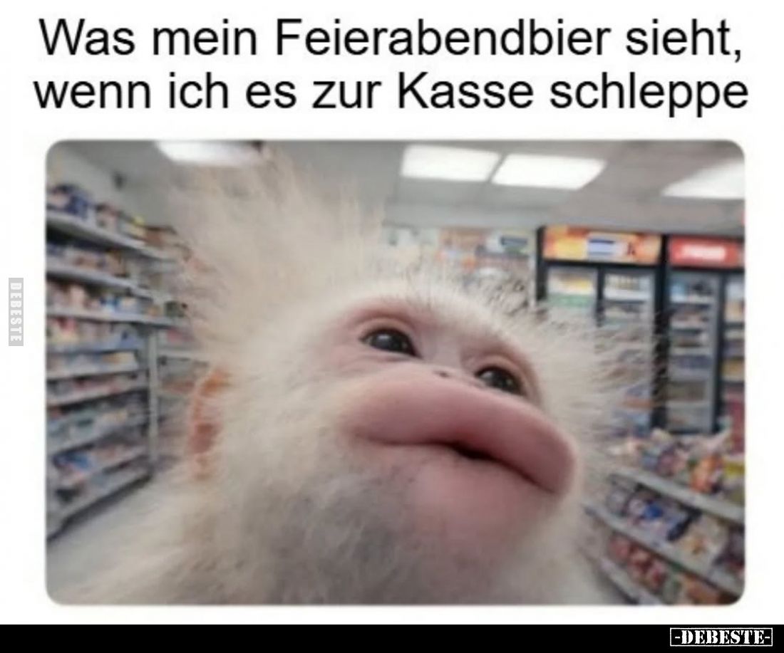 Was mein Feierabendbier sieht, wenn ich es zur Kasse schleppe.