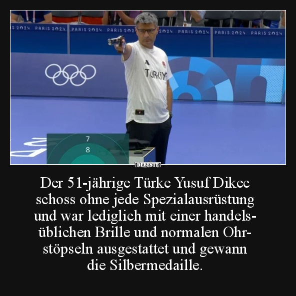 Der 51-jährige Türke Yusuf Dikec schoss ohne jede Spezialausrüstung und ...