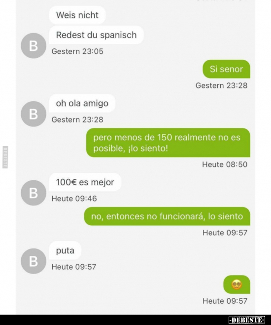 Weis nicht... Redest du spanisch..