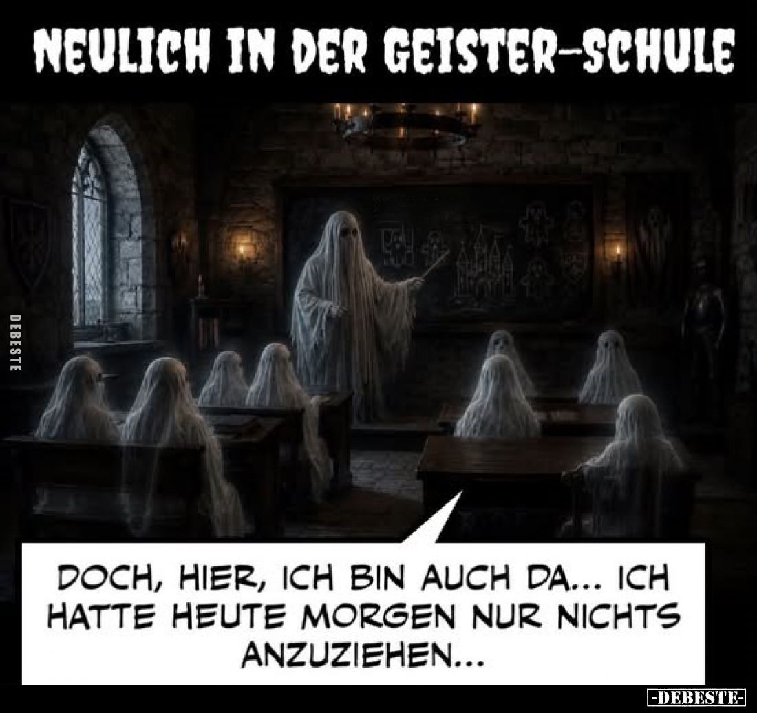 Neulich in der Geister-Schule.
-
Doch, hier, ich bin auch da... Ich hatte heute morgen nur nichts anzuziehen...