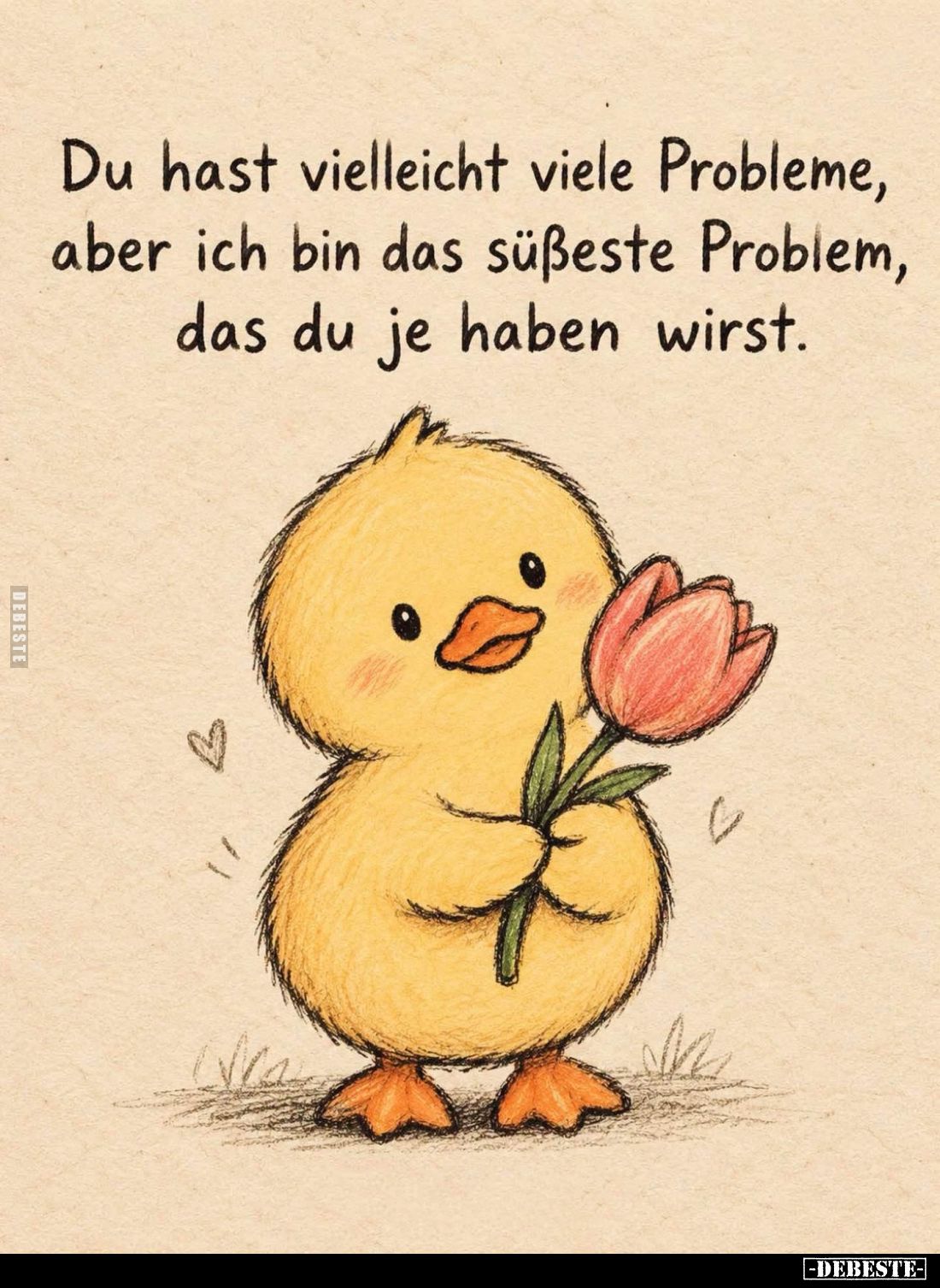 Du hast vielleicht viele Probleme,
aber ich bin das süßeste Problem,
das du je haben wirst.