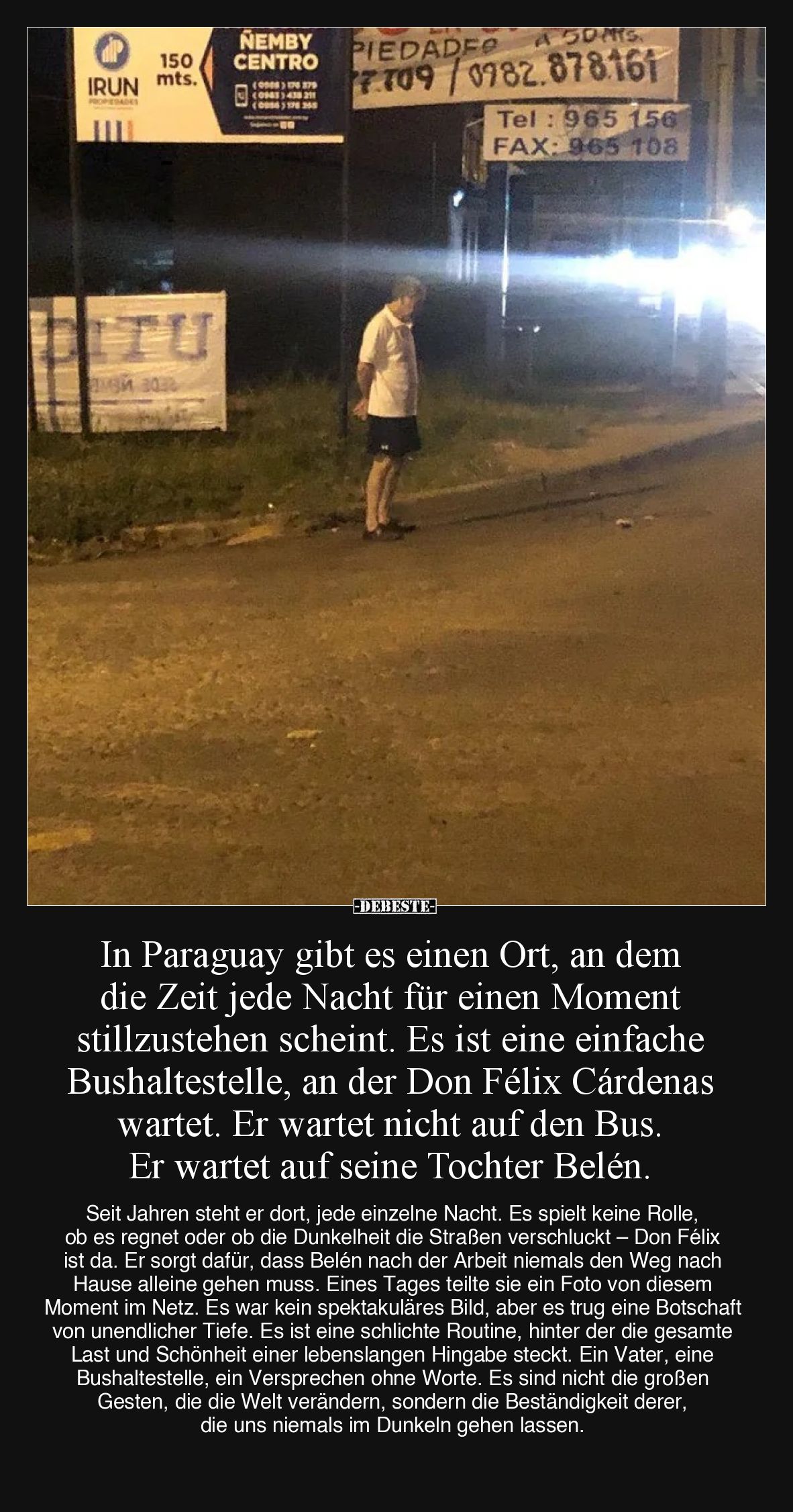 In Paraguay gibt es einen Ort, an dem die Zeit jede Nacht für einen Moment stillzustehen scheint. Es ist eine einfache Bushal...
