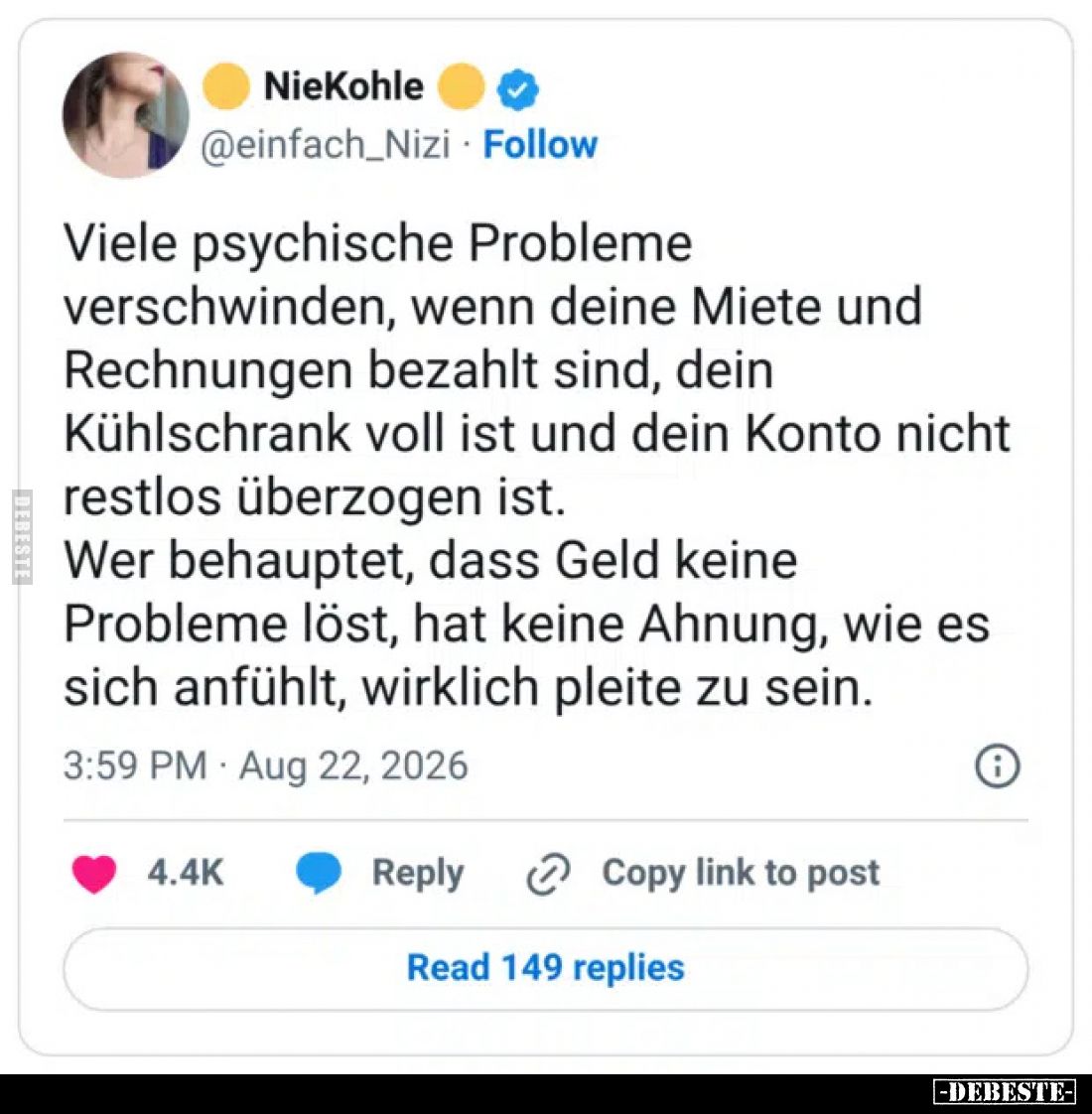 Viele psychische Probleme verschwinden, wenn deine Miete.. - Lustige Bilder | DEBESTE.de
