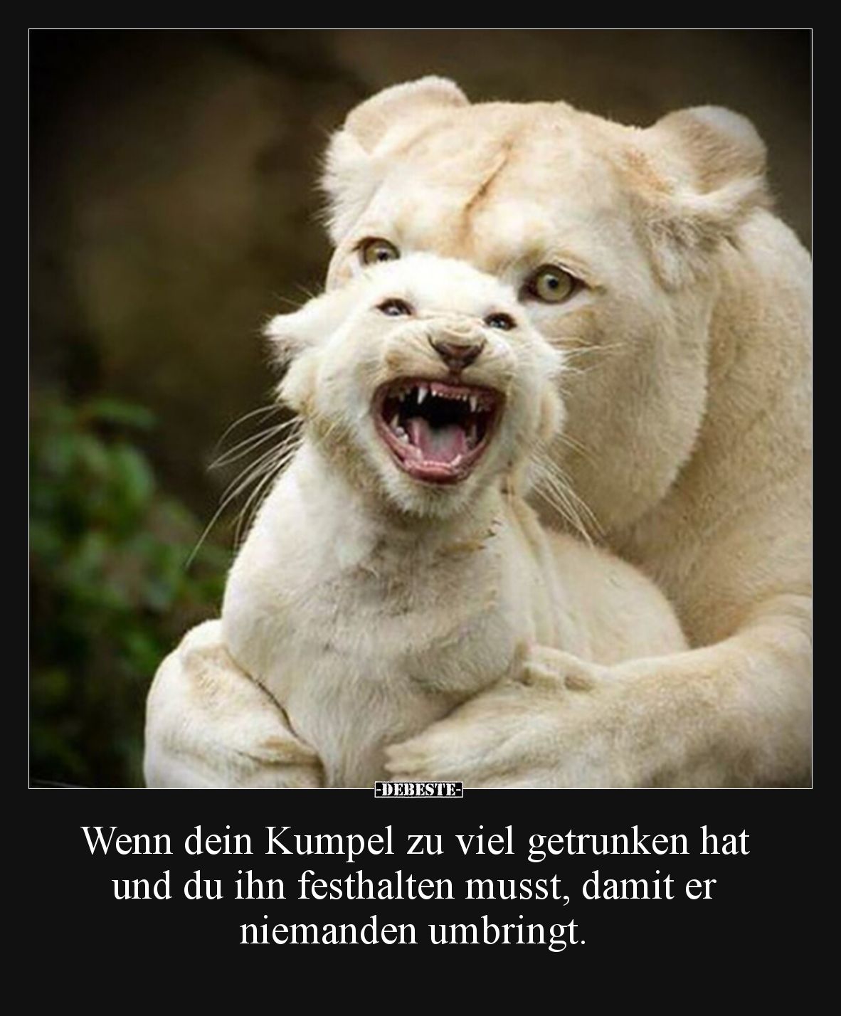 Wenn dein Kumpel zu viel getrunken hat und du ihn festhalten musst, damit er niemanden umbringt.