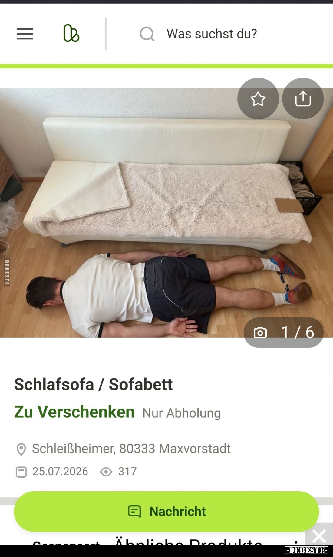 Schlafsofa.. "Human for scale".