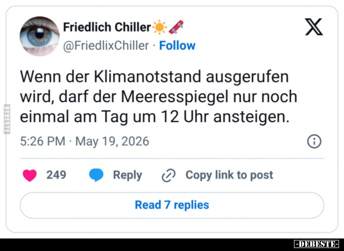 Wenn der Klimanotstand ausgerufen wird, darf der.. - Lustige Bilder | DEBESTE.de