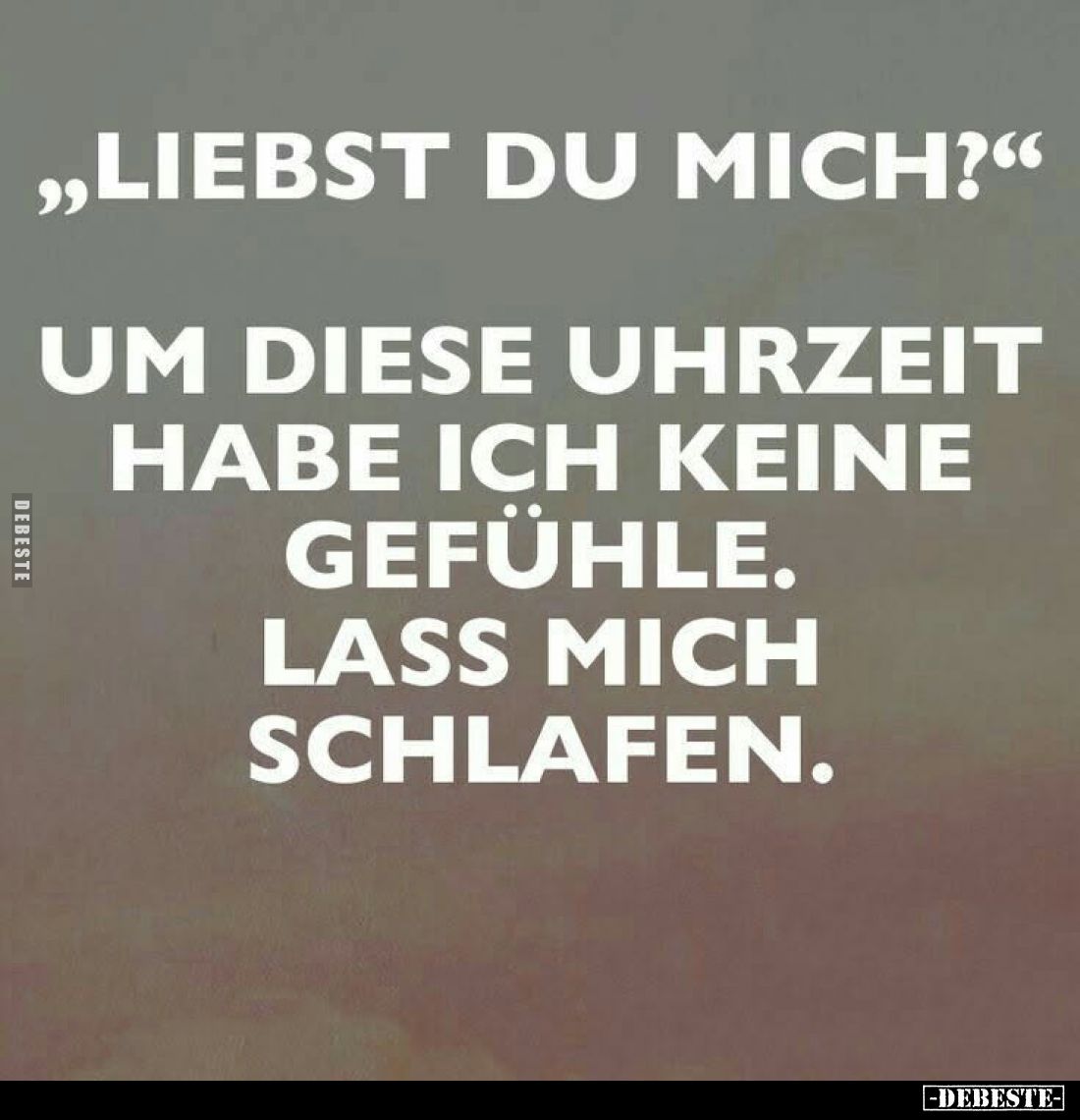 "Liebst du mich?"
- Um diese Uhrzeit habe ich keine Gefühle.
Lass mich schlafen.