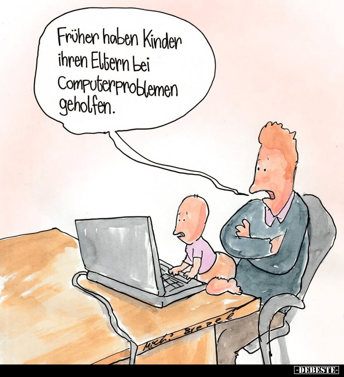 Früher haben Kinder ihren Eltern bei Computerproblemen geholfen.