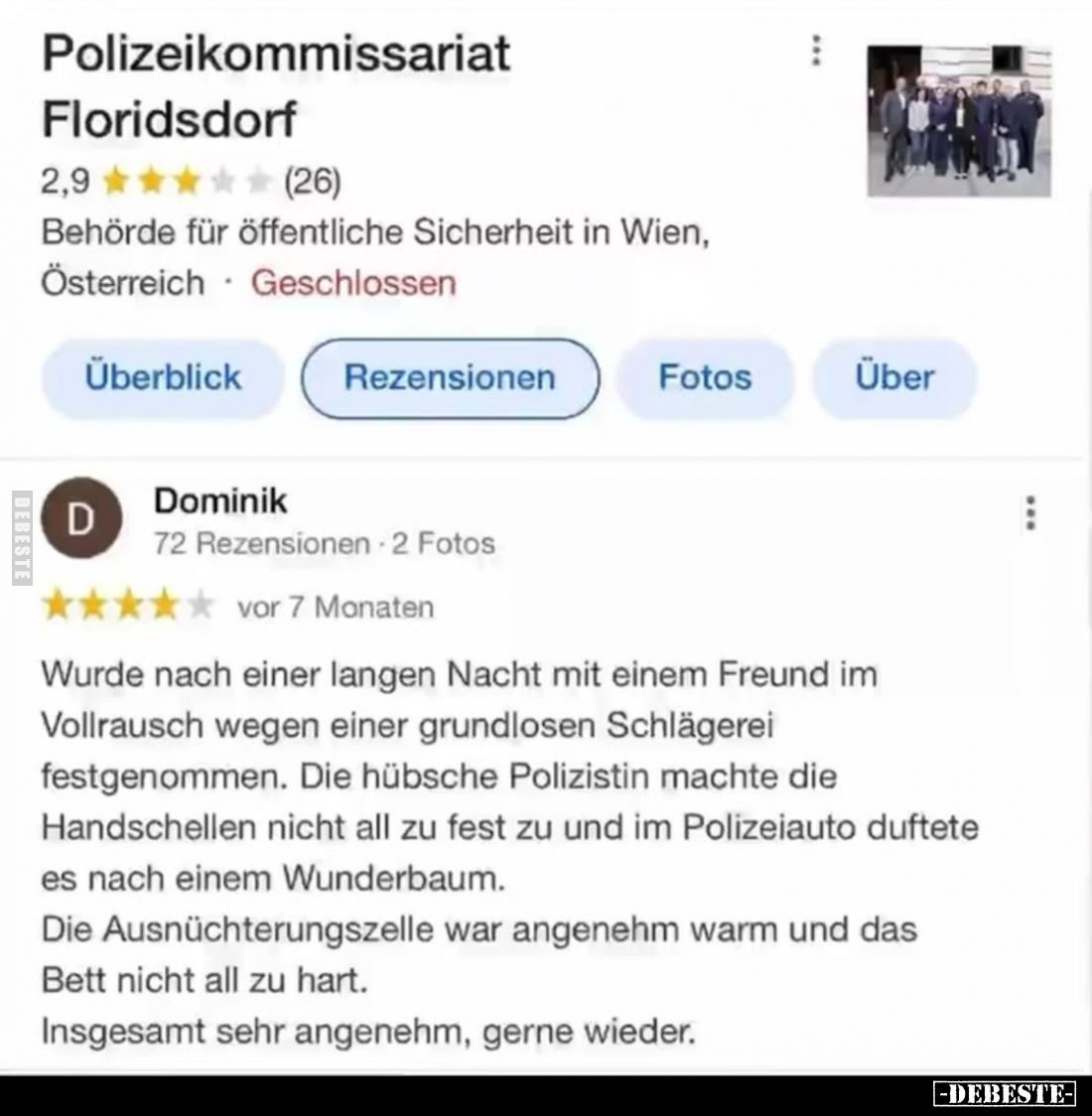 Polizeikommissariat Floridsdorf.
-
Wurde nach einer langen Nacht mit einem Freund im Vollrausch wegen einer grundlosen Schl...
