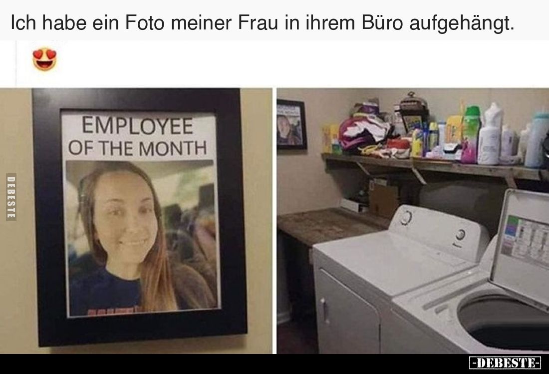 Ich habe ein Foto meiner Frau in ihrem Büro aufgehängt.