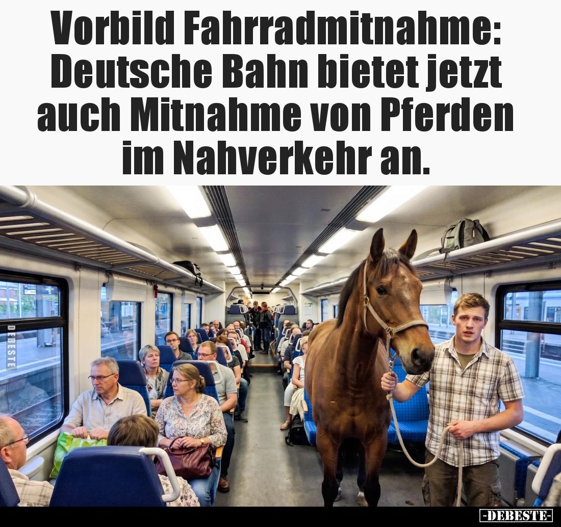 Vorbild Fahrradmitnahme: Deutsche Bahn bietet jetzt auch Mitnahme von Pferden im Nahverkehr an.