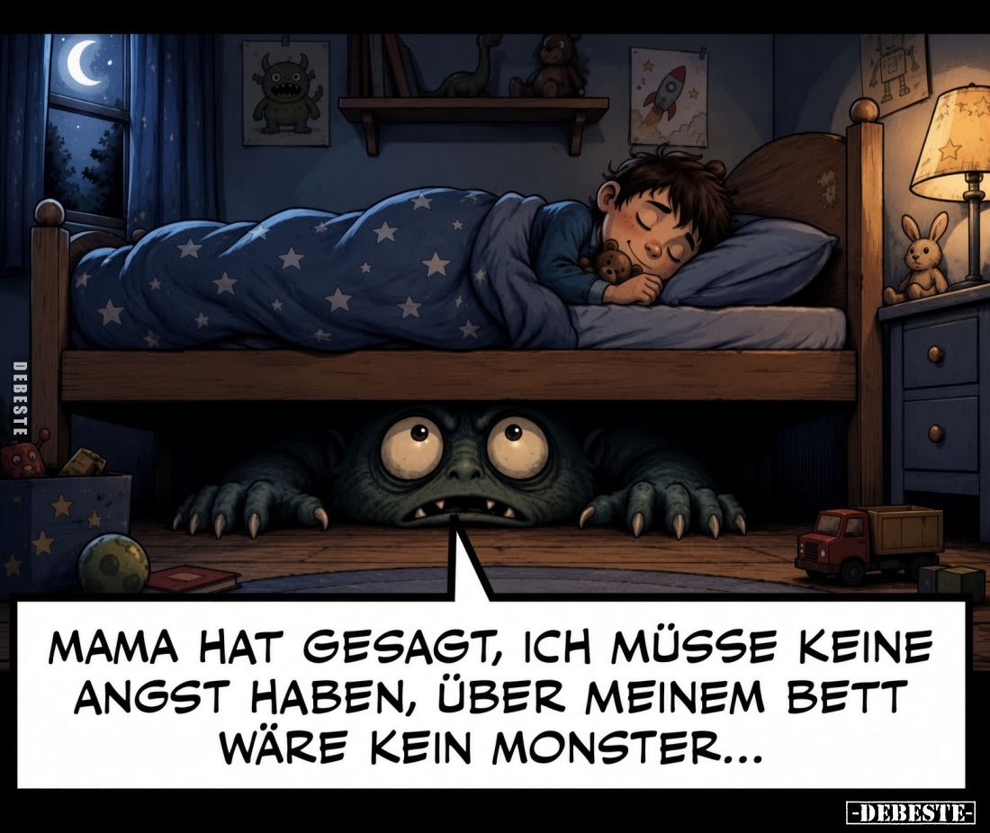 Mama hat gesagt, ich müsse keine Angst haben, über meinem Bett wäre kein Monster...