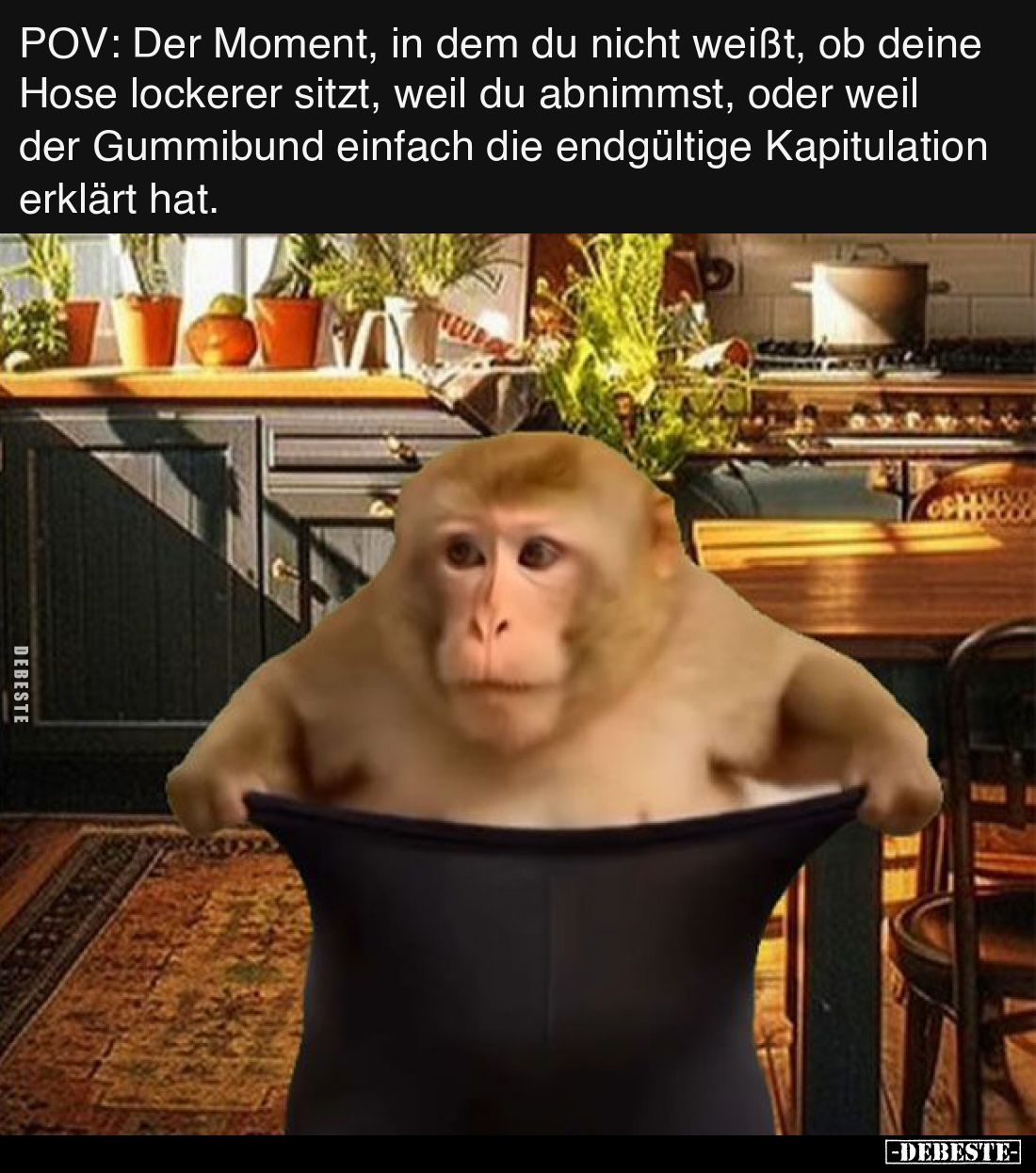 POV: Der Moment, in dem du nicht weißt, ob deine Hose lockerer sitzt, weil du abnimmst, oder weil der Gummibund einfach die e...