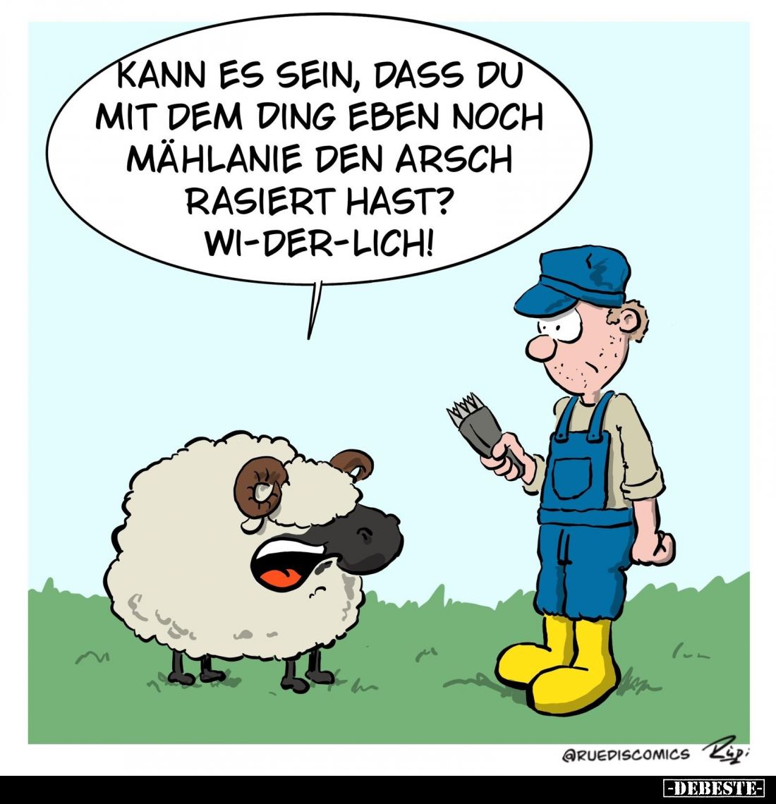 Kann es sein, dass du mit dem Ding eben noch Mählanie den Arsch rasiert hast? - Wi-der-lich!