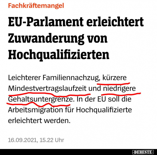 EU-Parlament erleichtert Zuwanderung von.. - Lustige Bilder | DEBESTE.de