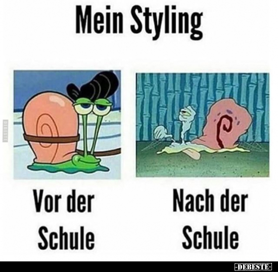 Mein Styling:

Vor der Schule.

Nach der Schule.