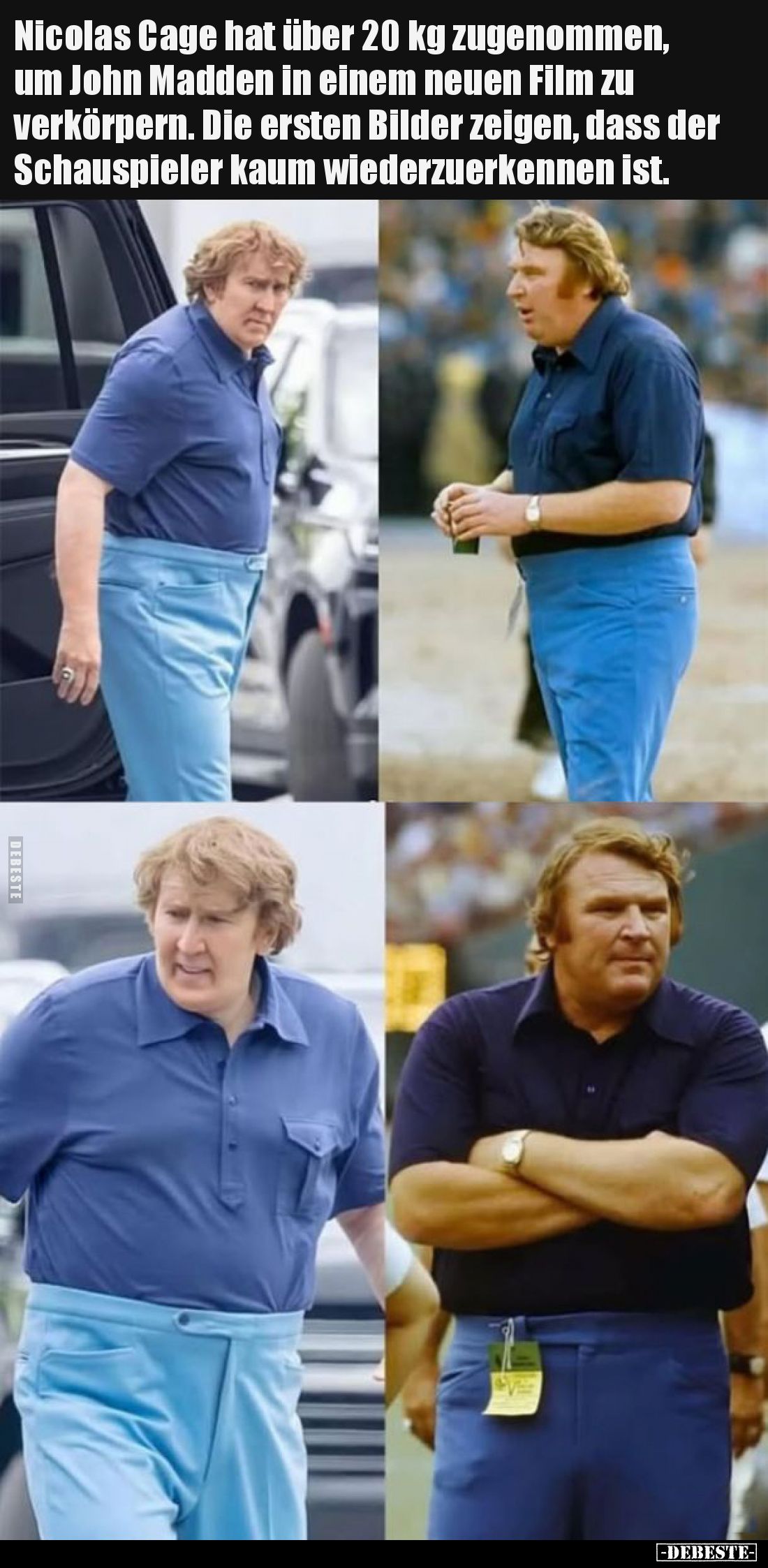 Nicolas Cage hat über 20 kg zugenommen, um John Madden in einem neuen Film zu verkörpern. Die ersten Bilder zeigen, dass der ...