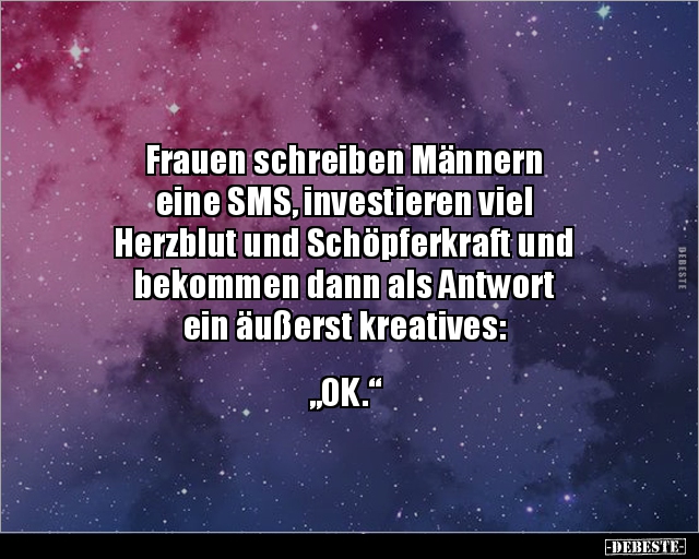 Frauen schreiben Männern eine SMS, investieren viel.. - Lustige Bilder | DEBESTE.de