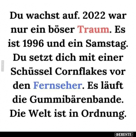 Du wachst auf. 2022 war nur ein böser Traum. Es ist 1996.. - Lustige Bilder | DEBESTE.de