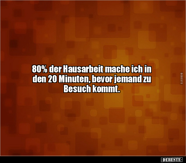 80% der Hausarbeit mache ich in den 20 Minuten, bevor.. - Lustige Bilder | DEBESTE.de