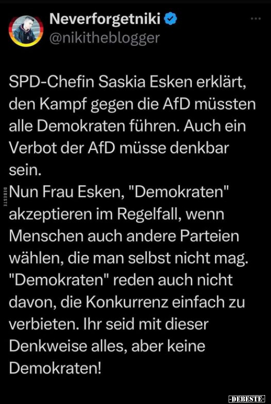 Neverforgetniki: SPD-Chefin Saskia Esken erklärt, den Kampf.. - Lustige Bilder | DEBESTE.de