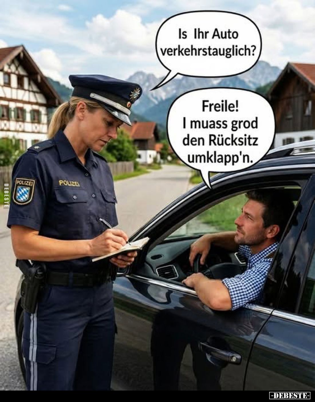 Is Ihr Auto verkehrstauglich?
Freile! I muass grod den Rücksitz umklapp'n.