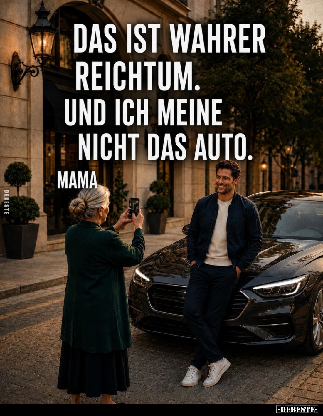 Das ist wahrer Reichtum. Und ich meine nicht das Auto.
-
Mama