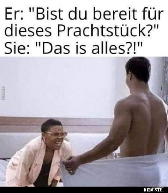 Er: "Bist du bereit für dieses Prachtstück?"... Sie: "Das ist alles?!"