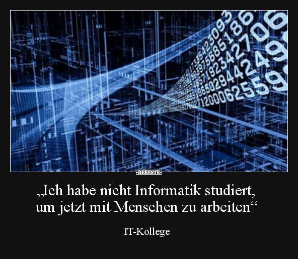 "Ich habe nicht Informatik studiert, um jetzt mit.." - Lustige Bilder | DEBESTE.de