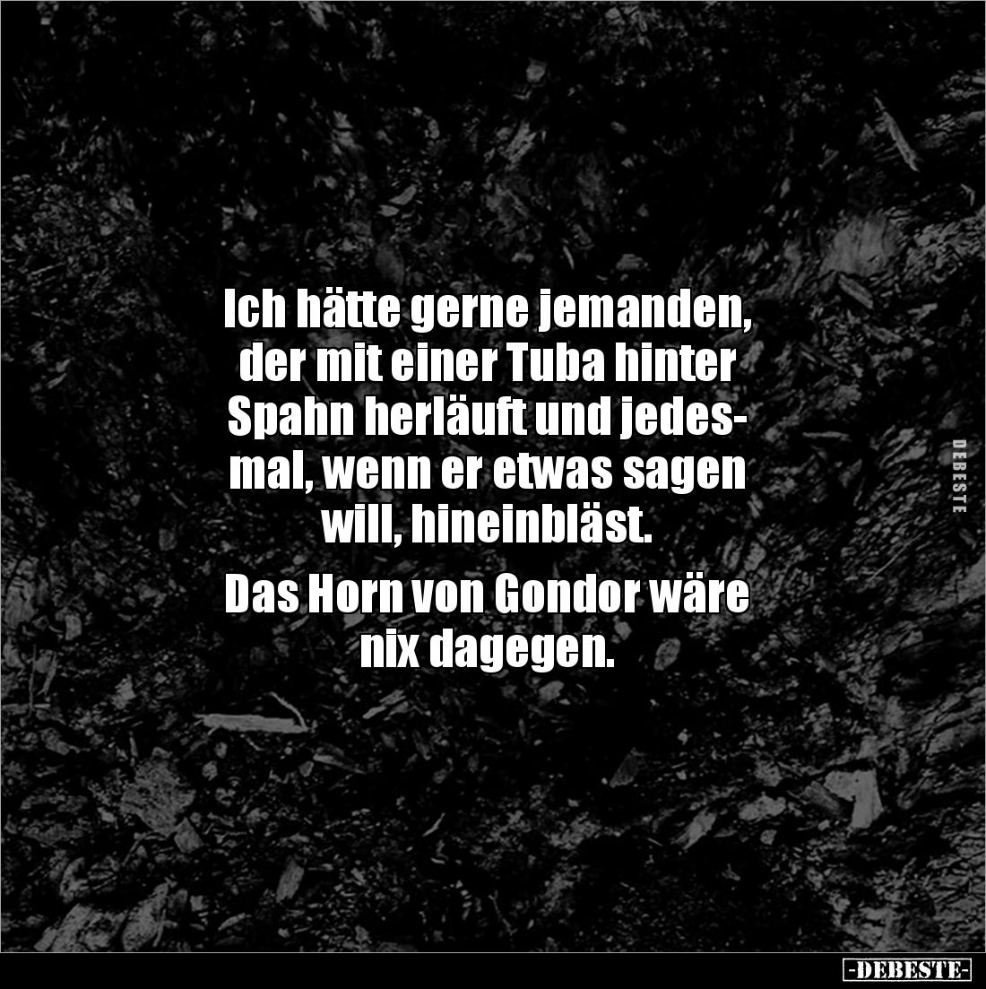 Ich hätte gerne jemanden, 
der mit einer Tuba hinter 
Spahn herläuft und jedes-
mal, wenn er etwas sagen 
will, hineinblä...